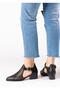 Medi Women's Laser Patterned Special Design Buckle Adjustable Black Skin Summer Shoes - 4