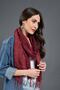 Burgundy Denim Grinding Cotton Large Shawl 40x185 Cm - 4