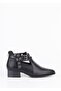 Women's Back Zippered Side Buckle Adjustable Low Heel Shoes Matte Black - 5