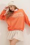 Women's Orange Crew Neck Text Printed Oversize Sweatshirt ALC-X7458 - 4