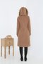 Women's Zippered Hooded Furry Below Knee Cashmere Coat - 6