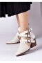 Bella Women's Special Design Buckle Adjustable Back Zipper White Summer Heeled Shoes - 3