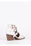 Bella Women's Special Design Buckle Adjustable Back Zipper White Summer Heeled Shoes - 8
