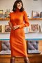 Women's Orange Belted Thick Ribbed Knitwear Dress ELB-19001014