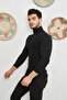 Men's Black Lycra Turtleneck Sweater - 3