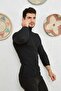 Men's Black Lycra Turtleneck Sweater - 4