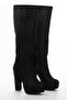 Women's Platform Above Knee Boots Black Suede - 4