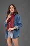 Burgundy Denim Grinding Cotton Large Shawl 40x185 Cm - 5