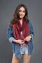 Burgundy Denim Grinding Cotton Large Shawl 40x185 Cm - 7