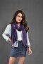 Purple Denim Grinding Cotton Large Shawl 40x185 Cm - 6
