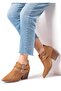 Women's Side Buckle Adjustable Back Zipper Heeled Shoes Camel - 2