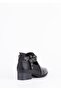 Women's Back Zippered Side Buckle Adjustable Low Heel Shoes Matte Black - 6