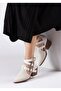 Bella Women's Special Design Buckle Adjustable Back Zipper White Summer Heeled Shoes - 2