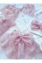 Baby Girl Powder French Guipure Detailed Jumpsuit Set - 3