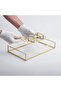3 Pieces Brass Gold Glass Engagement Promise Presentation Set Scissors Ring Box Tray Groom Coffee Organization - 2