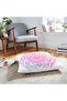 وسادة أرضية بتصميم خاص مع نمط ماندالا باللون الوردي والأزرق على خلفية بيضاء - 2