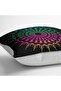Pink and Green Mandala Motif Floor Cushion on Black Background - 3