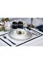 قطعتان من تأثير الكتان المطرز بالقزحية الأمريكية (أسود)