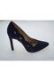 Women's Genuine Leather Suede Navy Blue Stiletto Shoes