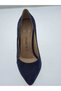 Women's Genuine Leather Suede Navy Blue Stiletto Shoes - 3