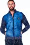 Men's Blue Stand Collar Winter Knitwear Cardigan