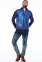 Men's Blue Stand Collar Winter Knitwear Cardigan - 3