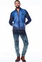 Men's Blue Stand Collar Winter Knitwear Cardigan - 4