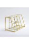 25x15x12cm Brass Gold 6 Compartment Glass Makeup Organizer Pen Holder Desktop Organizer Brush Holder - 6