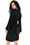 Round Neck, Elasticated Cuffs, Tie Waist Detail Wool Viscose Anthracite Dress - 3