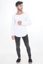 Men's White Cut Collar, Open Collar Oval Cut Regular Fit Slim Long Sleeve Combed Cotton Bady