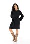 Round Neck, Elasticated Cuffs, Tie Waist Detail Wool Viscose Anthracite Dress - 4