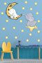 Rabbit Sleeping on the Moon and Elephant on the Stars and Yellow Stars Kids Room Wall Sticker - 3