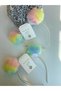 Soft Pastel Colored Rainbow Unicorn Pompom Children's Crown Metal Pompom Crown - 2