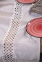 Cream 42x150 Cm Linen Runner Table Cloth with Lace in the Middle - 2