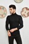 Men's Black Lycra Turtleneck Sweater - 2