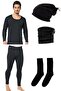 Soldier Kolisi Luxury Black Thermal Underwear Set Fleece Beanie Neck Collar Thermal Socks Set