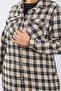 Women's Large Size Thick Long Lumberjack Shirt Beige Square - 2