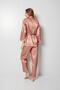 Dark Salmon Satin Double Breasted Pajama Set - 7