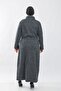 Large Size Leather Jacquard Stamp Zippered Full Size Ferace - Black - 5
