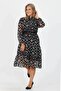 Women's Patterned Midi Length Plus Size Belted Chiffon Dress Apcx18 - 3