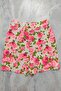 Pink Floral Patterned Women's Shorts Skirt - Front Double Slits - 5