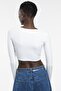 Women's Ecru Crop V-Neck Sports Bustier - 6