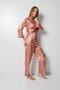Dark Salmon Satin Double Breasted Pajama Set - 3
