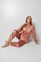 Dark Salmon Satin Double Breasted Pajama Set - 4