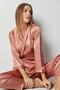 Dark Salmon Satin Double Breasted Pajama Set - 6