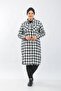 Women's Large Size Thick Long Lumberjack Shirt - Black and White Square Inside