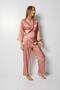 Dark Salmon Satin Double Breasted Pajama Set - 2