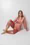 Dark Salmon Satin Double Breasted Pajama Set - 5