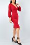 Double Breasted Collar Back Slit Detailed Claret Red Midi Pencil Dress Emr-021