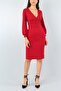 Double Breasted Collar Back Slit Detailed Claret Red Midi Pencil Dress Emr-021 - 2